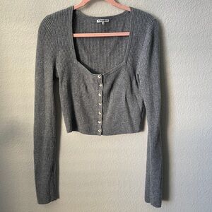 Reformation Idina gray cashmere cropped cardigan